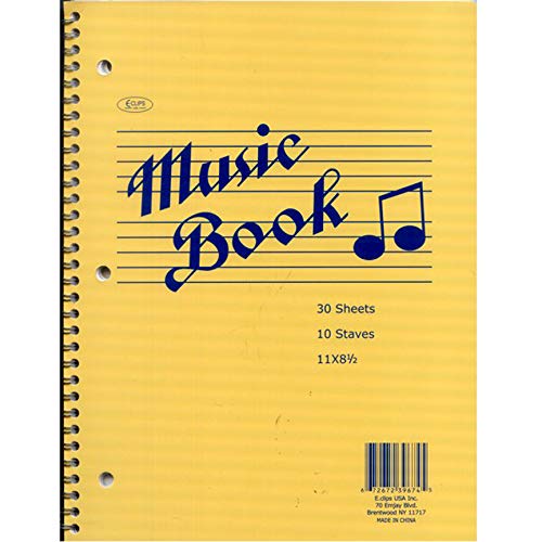 Music Book, 8.5" x 11", 10 staves, 30 Sheets, Case Pack of 48, Ideal for Bulk Buyers