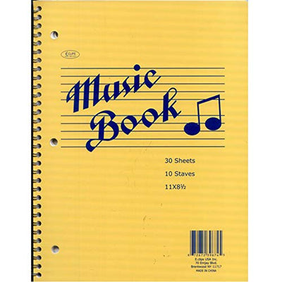 Music Book, 8.5" x 11", 10 staves, 30 Sheets, Case Pack of 48, Ideal for Bulk Buyers