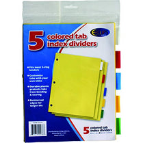 Index Tab Dividers, 5 pk, Asst Color Tabs, Case Pack of 72, Ideal for Bulk Buyers