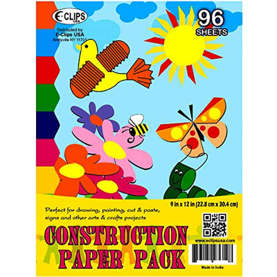 AUKSales Construction Paper Pack 9" x 12", 96 Sheets Shrink Wrapped, Case Pack of 36, Ideal for Bulk Buyers