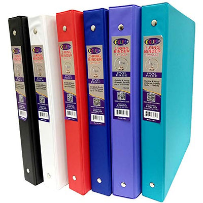 Vinyl Binder, 1", 2 Pockets, Assorted Colors, Case Pack of 36, Ideal for Bulk Buyers