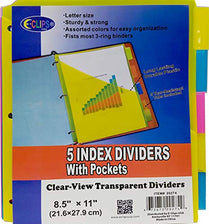 Poly Tab Dividers with Pockets, 5 pk, in Display, Case Pack of 48, Ideal for Bulk Buyers