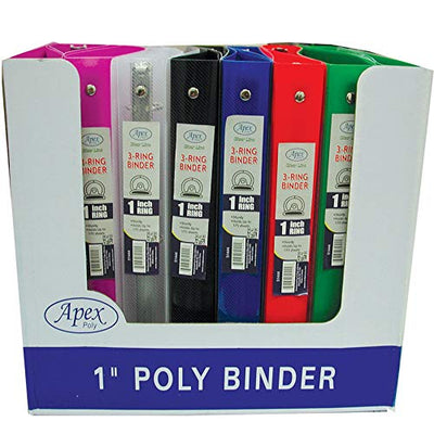 Poly Binder, Clear Line, 1", Asst Colors, Case Pack of 48, Ideal for Bulk Buyers
