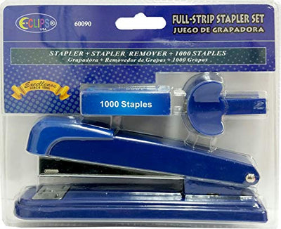 Stapler + 1000 Staples + Stapler Remover, Asst. Colors, Case Pack of 24, Ideal for Bulk Buyers