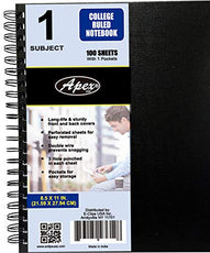 Poly cover 1 subject notebook 100 sheets w/ 2 pocket, double wire, College Ruled, Case Pack of 36,