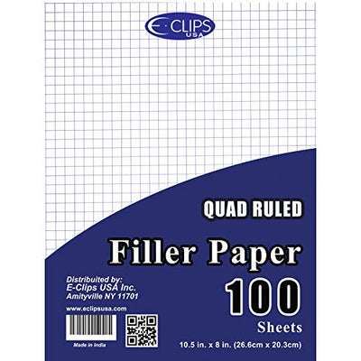 Filler Paper, 100 Count, Quad Ruled, Case Pack of 48, Ideal for Bulk Buyers