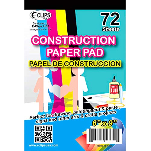 AUKSales Construction Paper Pad, 6" x 9", 72 Sheets,Case Pack of 48 , Ideal for Bulk Buyers