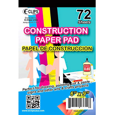 AUKSales Construction Paper Pad, 6" x 9", 72 Sheets,Case Pack of 48 , Ideal for Bulk Buyers