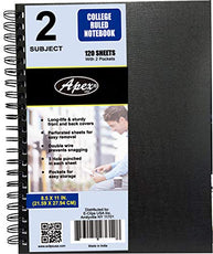 Poly cover 2 subject notebook 120 sheets w/ 4 pockets, double wire, College Ruled, Case Pack of 36,