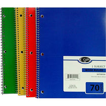 1 Subject Notebook -70 sheets, Asst. Colors, Case Pack of 48, Ideal for Bulk Buyers