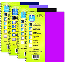 Poly Cover 1 Subject Notebook 100 Sheets w/Pockets Asst, Wide Ruled, Case Pack of 60,