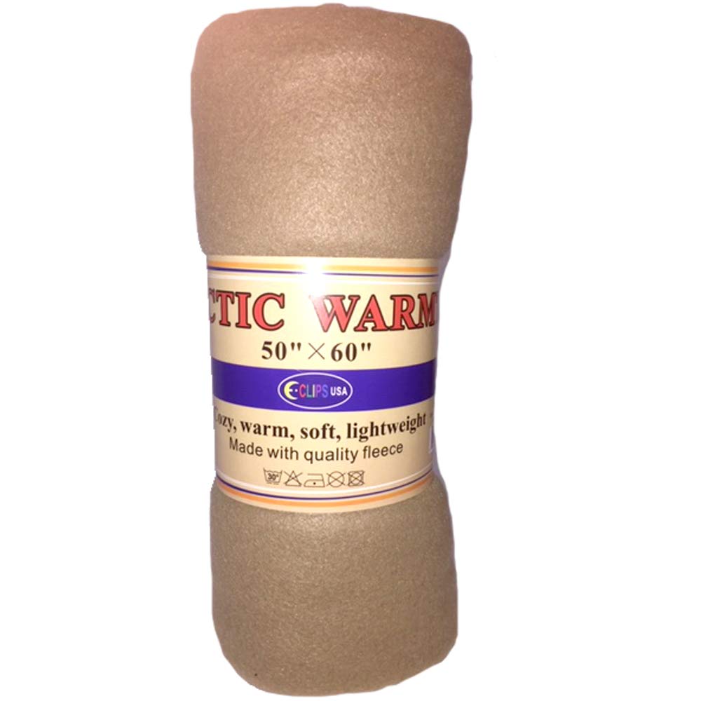 AUKSales Warm Throw Blankets, Tan Color, 50" x 60", Case Pack of 24, Ideal for Bulk Buyers