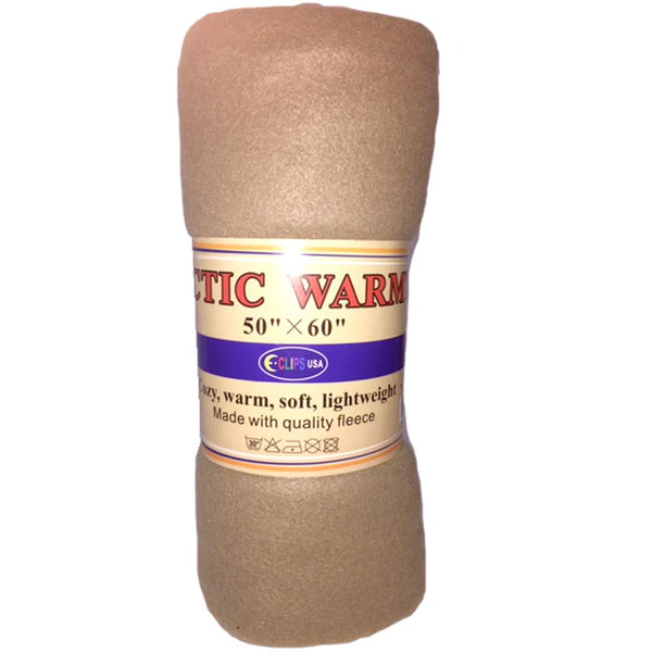 AUKSales Warm Throw Blankets, Tan Color, 50" x 60", Case Pack of 24, Ideal for Bulk Buyers