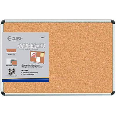 Cork Board 8.5"x 11", Includes 5 Push Pins, Case Pack of 36, Ideal for Bulk Buyers