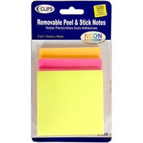 Sticky Notes, 50 Sheets Each, 3 Pk, (150 Total Sheets), neon, asst, Case Pack of 48, Ideal for Bulk Buyers