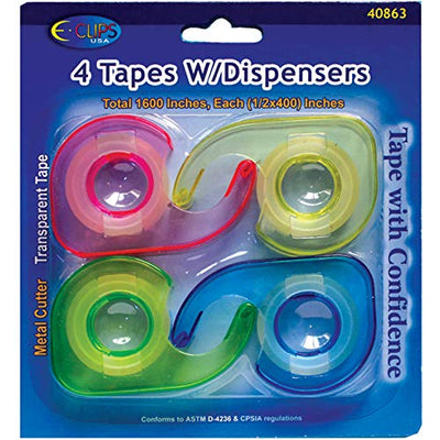 Transparent Tapes, 0.5" x 400" Each, 4 Pk, Case Pack of 48, Ideal for Bulk Buyers