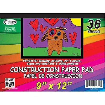 AUKSales Construction Paper Pad, 9"x 12", 36 Sheets Case Pack of 48 , Ideal for Bulk Buyers