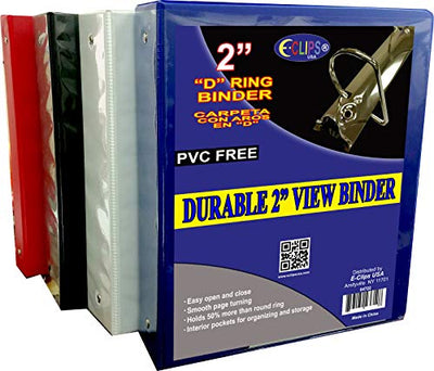 Vinyl View Binder, 2" D Ring, with Pockets, Black, White, red, Blue, Case Pack of 12, Ideal for Bulk Buyers