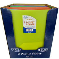 AUKSales 2 Pocket Poly Folder, 3 Holes, Neon, Asst. Colors, in Display, Case Pack of 48, Ideal for Bulk Buyers