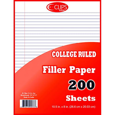 Filler Paper 200 Ct, College Ruled, Case Pack of 36, Ideal for Bulk Buyers