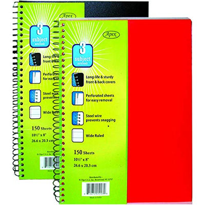Poly Cover 3 Subject Notebook 150 Sheets w/Pockets Asst, Wide Ruled, Case Pack of 36,