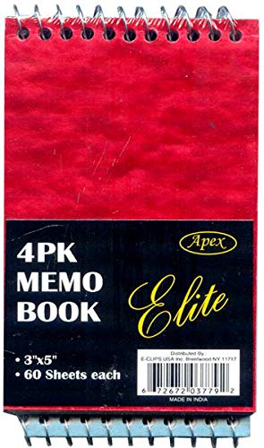 ELITE Memo Books, 3"x5", 60 Sheets Each, 4 Pk, Case Pack Of 48, Ideal for bulk buyers