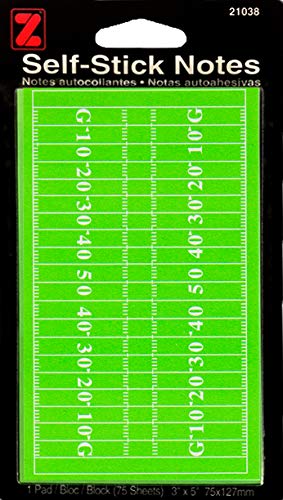 Football Field Self Stick Notepad 3"x 5", 75 Sheets, Case Pack of 36, Ideal for Bulk Buyers
