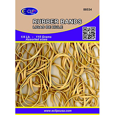Rubber Bands, 1/4 lbs, Assorted Sizes, Natural Color, (3 Inners of 24), Case Pack of 72,