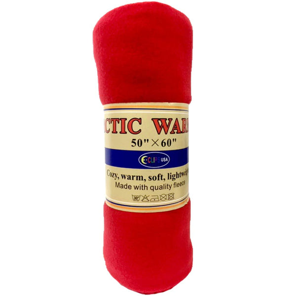 AUKSales Warm Throw Blankets, Red Color, 50" x 60", Case Pack of 24