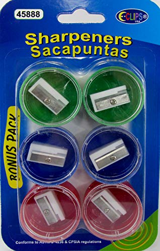 Sharpeners, 6 pack, Assorted Colors, Case Pack of 48, Ideal for Bulk Buyers