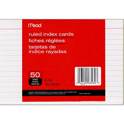MEAD Index Cards, Ruled, 4"x 6", 50 ct, Case Pack of 72, Ideal for Bulk Buyers
