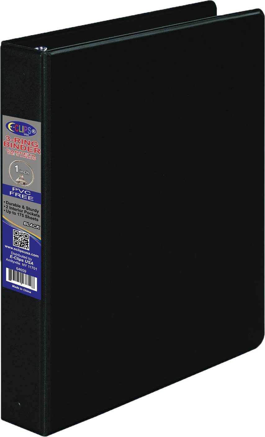 Vinyl Binder, 1", 2 Pockets, Black, Case Pack of 24, Ideal for Bulk Buyers