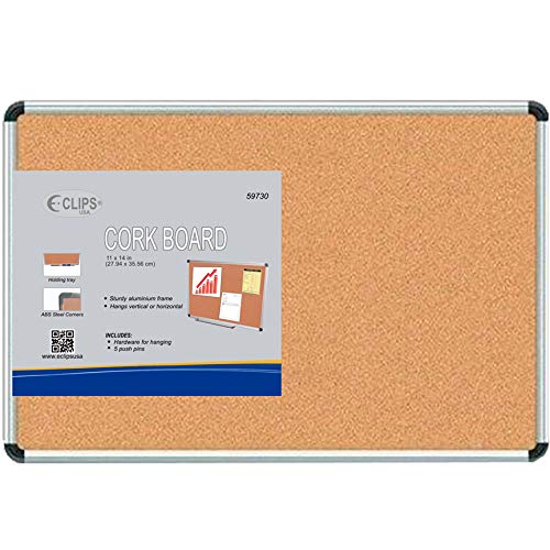 Cork Board 11"x 14", Includes 5 Push pins, Case Pack of 24, Ideal for Bulk Buyers