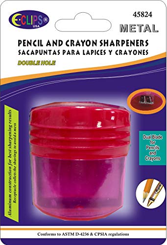 Sharpener, Metal, for Pencils & Crayons, with Large Receptacle, Asst. Colors, Case Pack of 48, Ideal for Bulk Buyers