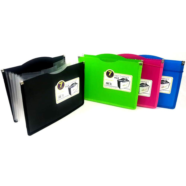 Globe-WEIS 7 Pocket Expanding File, asst. Colors (Black, Pink, Blue, Green) Case Pack of 6, Ideal for Bulk Buyers