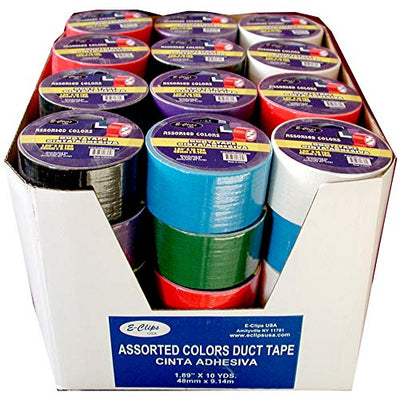 Duct Tape, Assorted Colors, 1.89" x 10 Yds Case Pack of 48, Ideal for Bulk Buyers