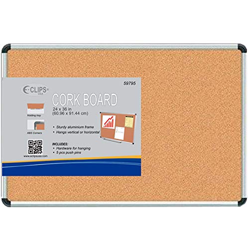 Cork Board 24"x 36", Includes 5 Push pins, Case Pack of 1, Ideal for Bulk Buyers