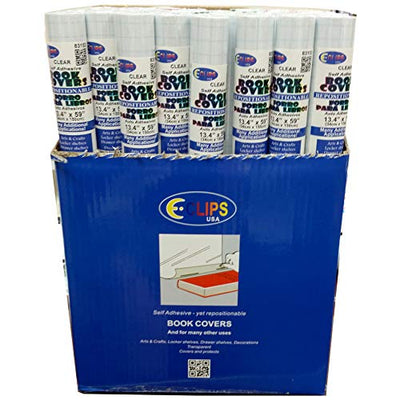 Book Cover, Self Stick, 13.4" x 59", Clear, in Display, Case Pack of 48, Ideal for Bulk Buyers