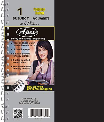 1-Subject College Ruled Notebook – 100 Sheets, Double Wired Poly Cover, Pack of 36