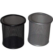 Metal Mesh Desk Top Pen & Pencil Holder, Black & Silver, Case Pack of 48, Ideal for Bulk Buyers