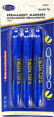 Permanent Markers, double tip: Chisel & Bullet, 3 pk, Blue Ink, Case Pack of 24, Ideal for Bulk Buyers