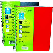 Poly Cover 5 Subject Notebook 180 Sheets w/Pockets Asst, Wide Ruled, Case Pack of 24,