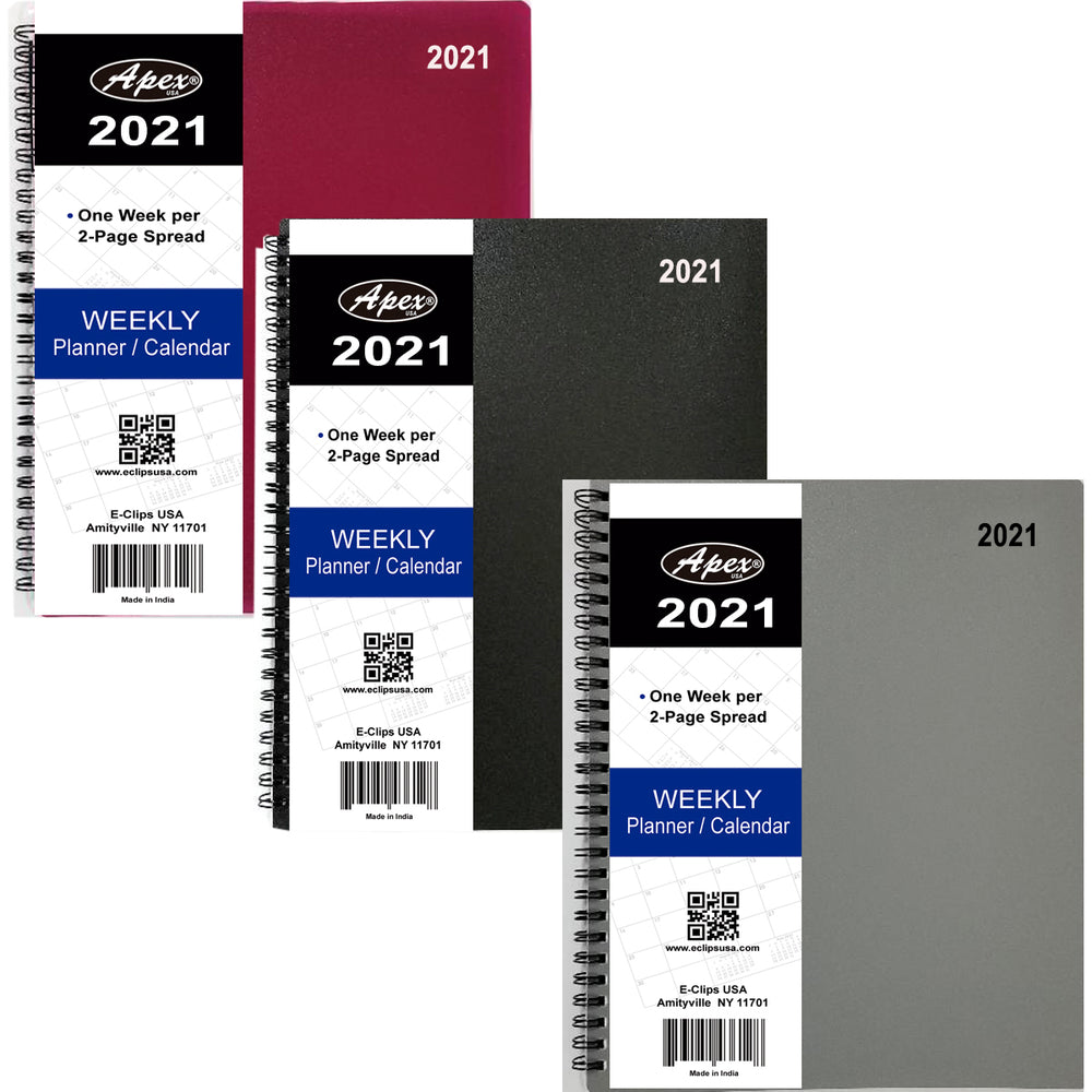 2021 Spiral Weekly Planner, 8" x 10", Case Pack of 24, Ideal for Bulk Buyers