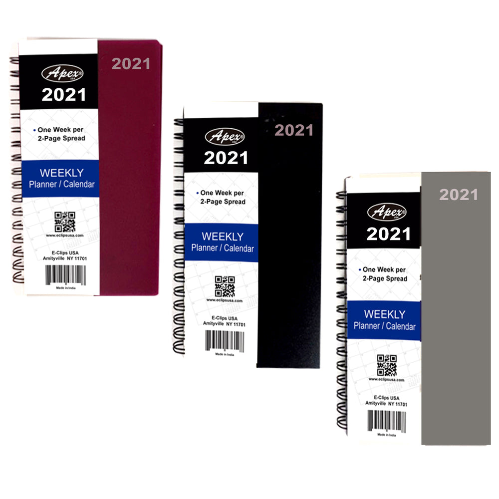 2021 Spiral Weekly Planner, 3" x 6" , Case Pack of 48 , Ideal for Bulk Buyers