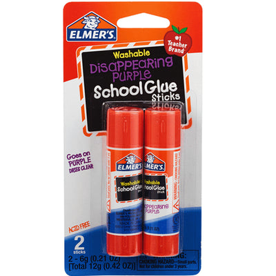 ELMERS Washable Glue Stick 2pk, (Disappearing purple) , Case Pack of 48, Ideal for Bulk Buyers