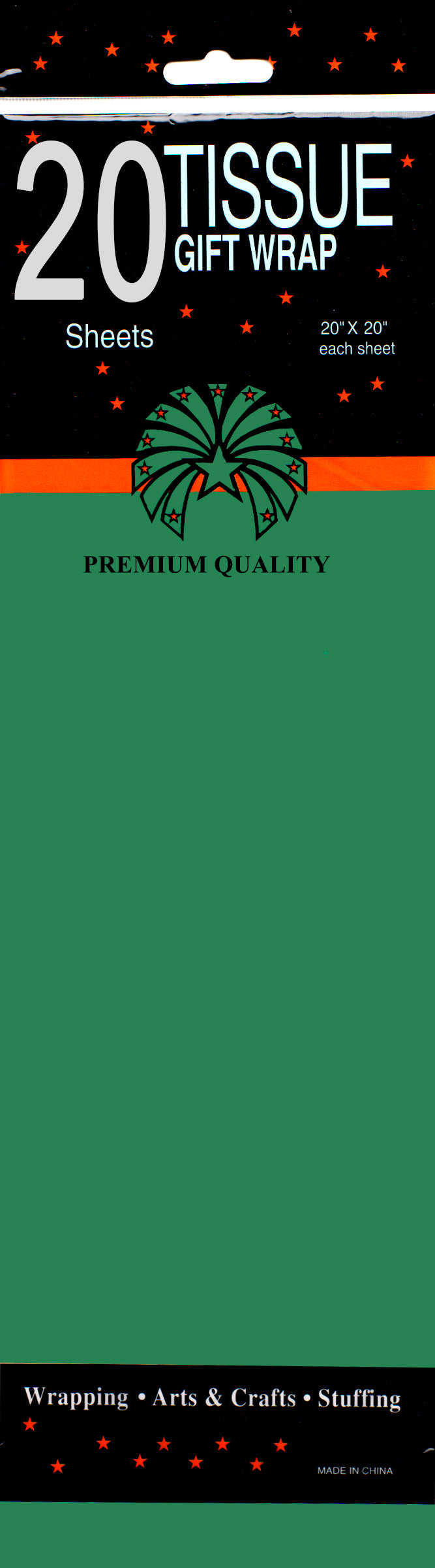 Tissue Paper, Green, 20 Sheets, Case Pack of 48, Ideal for Bulk Buyers