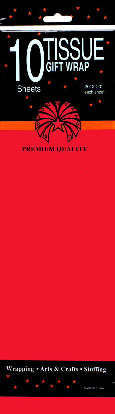 Tissue Paper, Red, 10 Sheets, Case Pack of 60, Ideal for Bulk Buyers