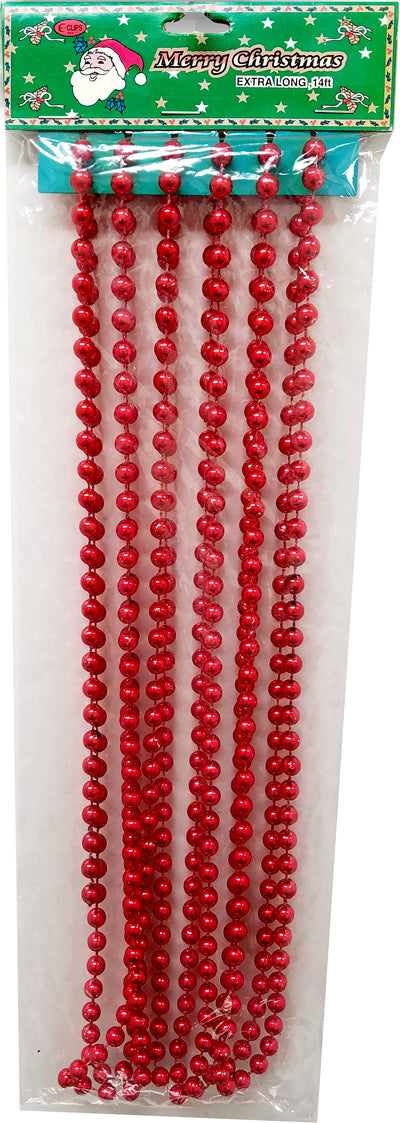 Beaded Garland Red 14 ft , Case Pack of 60, Ideal for Bulk Buyers