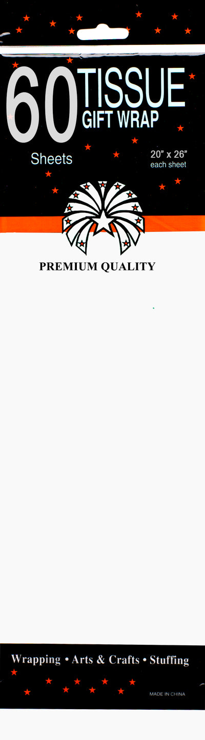Tissue paper, White, 60 Sheets, Case Pack of 24, Ideal for Bulk Buyers