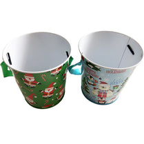 Pail with Satin Ribbon Handle. Asst. Christmas Designs, Case Pack of 36, Ideal for Bulk Buyers